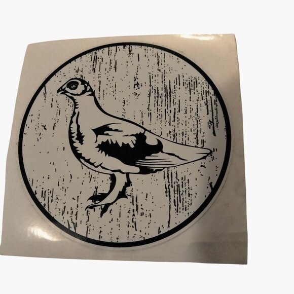Grouse Sticker Black White Rustic Woodgrain Background 3 inch - Picture 5 of 6